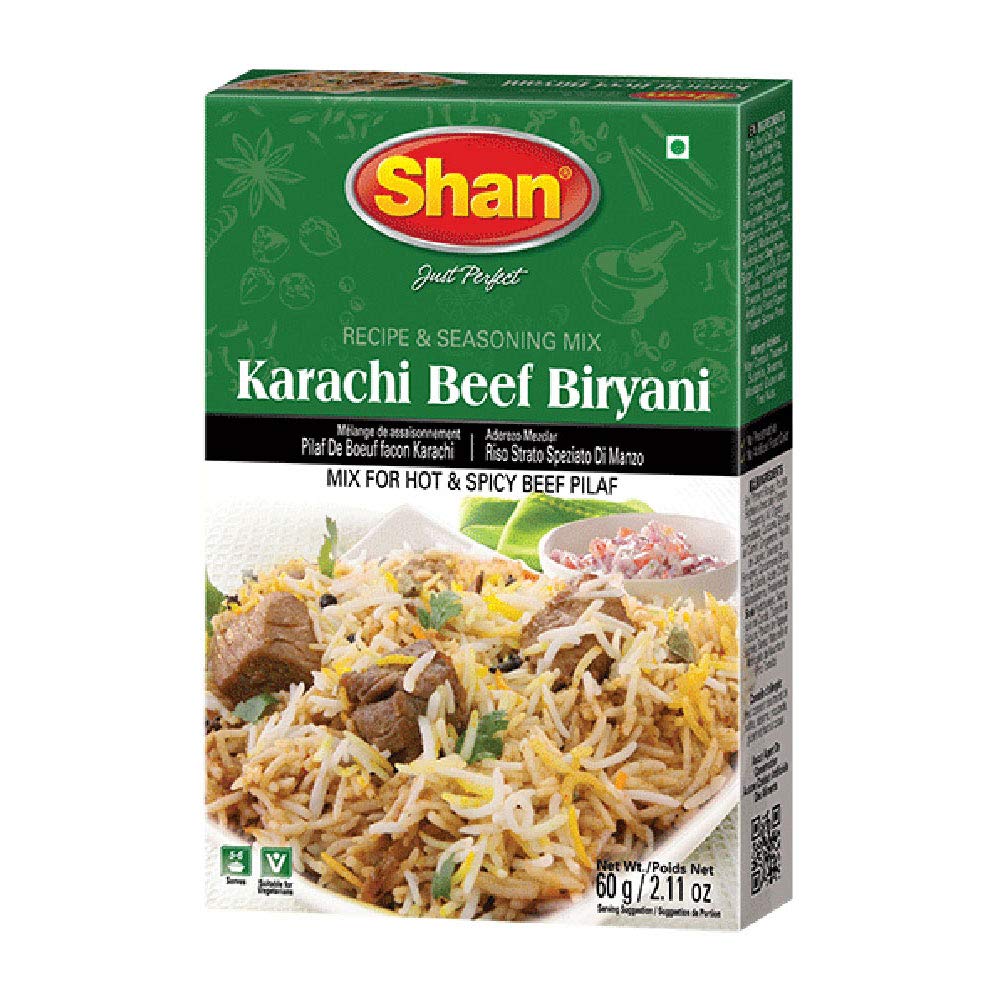 Shan Karachi Beef Biryani Masala Mix 2.11 oz (60g) - Authentic Biryani Spice Mix for Beef Pilaf, Traditional Indian Spices for B
