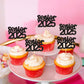 Keaziu 24 Pack Graduation Cupcake Toppers, Paper, Senior1 Black, Graduation Hat Picks for 2025 Theme Party Decorations