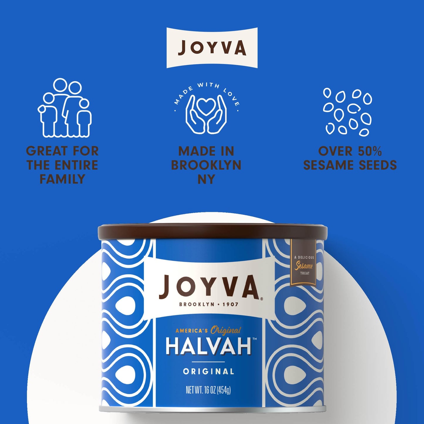 Joyva Halvah Original – Delicious Dairy-Free Sesame Treat, 16oz, Gluten-Free & Kosher Parve, Handcrafted in Brooklyn