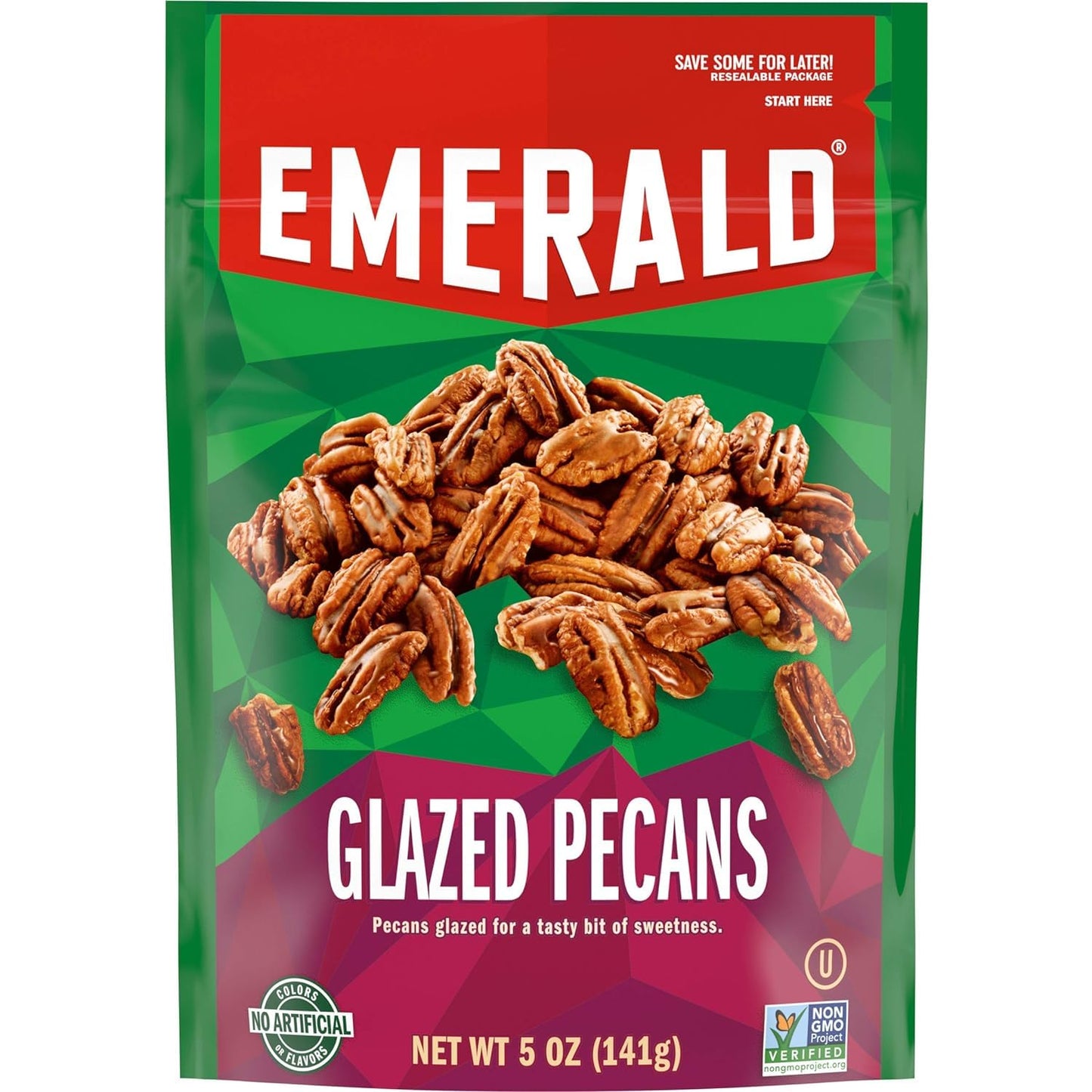 Emerald Glazed Pecans, 5 Ounce (Pack of 3) - Sweet and Crunchy Snack Nuts