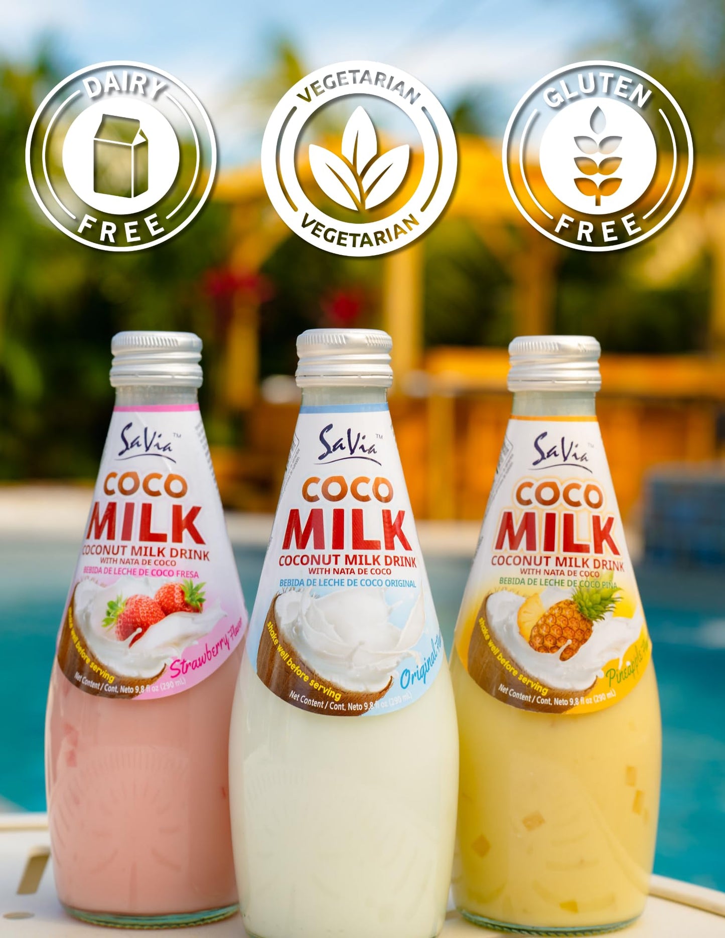 Savia - Coconut Milk Drink, Quality Coconut-Based Beverage, Made with Real Coconut Pulp & Natural, Delicious & Refreshing, Veget