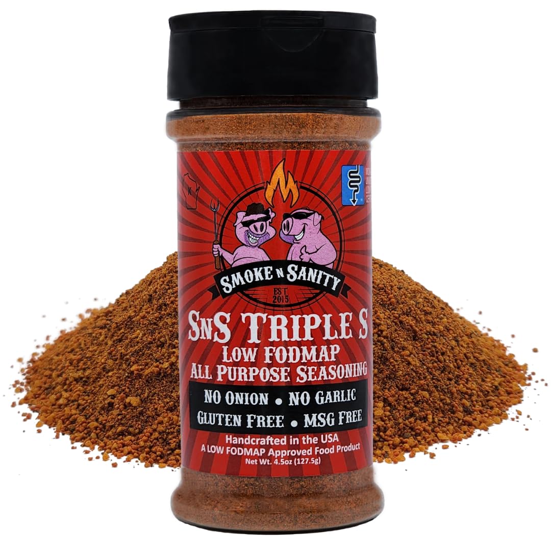 Smoke n Sanity SnS Triple S Certified Low FODMAP All Purpose Seasoning - Low FODMAP Foods - Contains No Garlic, No Onion - Glute