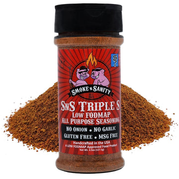 Smoke n Sanity SnS Triple S Certified Low FODMAP All Purpose Seasoning - Low FODMAP Foods - Contains No Garlic, No Onion - Glute