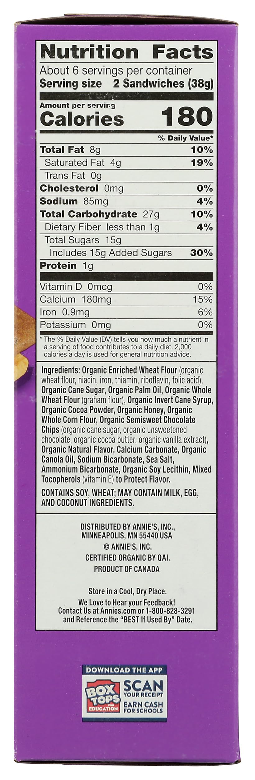AnnieS Organic Graham Sandwich Cookies, SMores, 12 Count, 8 Oz