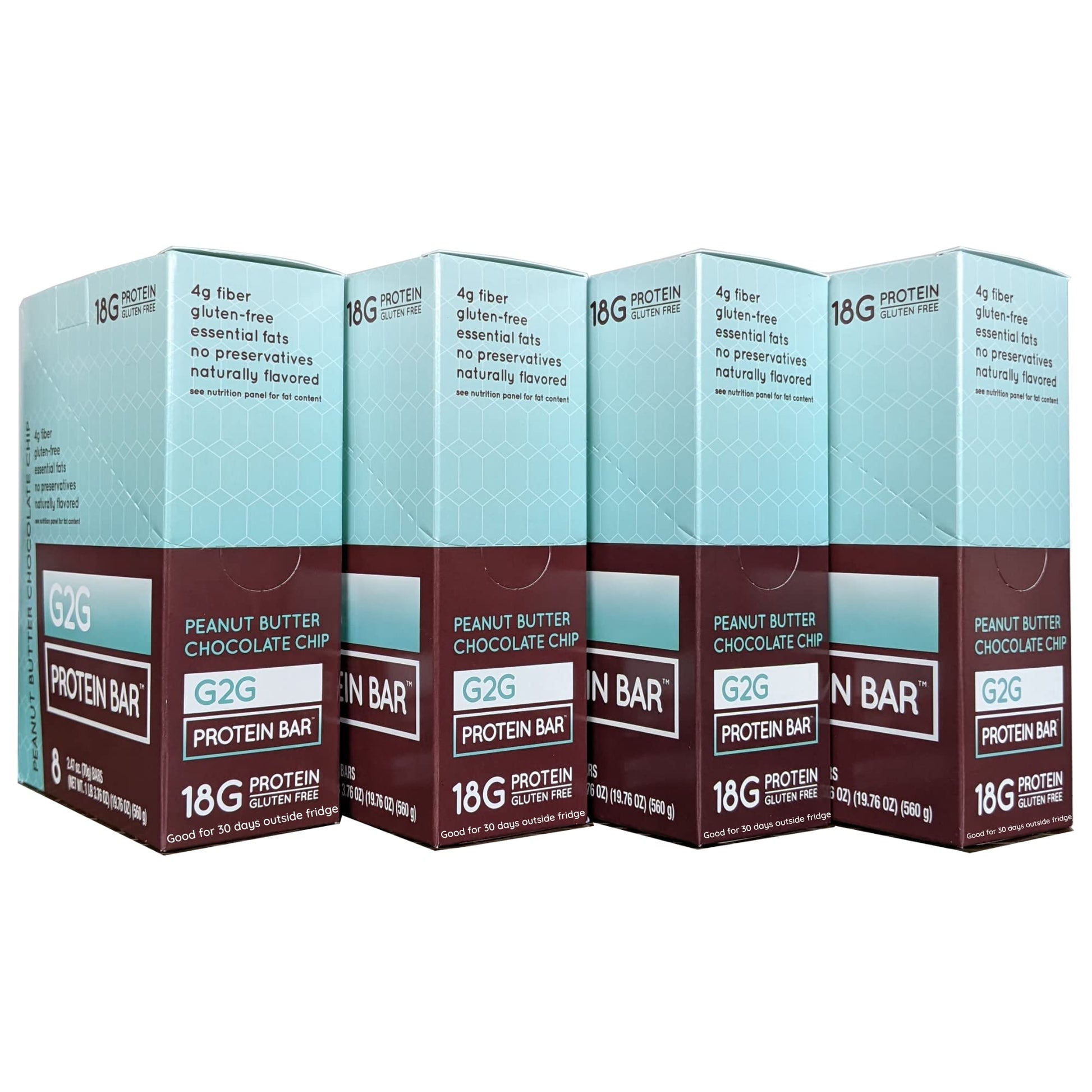 G2G Protein Bar, Peanut Butter Chocolate Chip, Real Food, Refrigerated For Freshness, Healthy Snack, Delicious Meal Replacement, Gluten-Free, 32 Count (4 Packs Of 8)