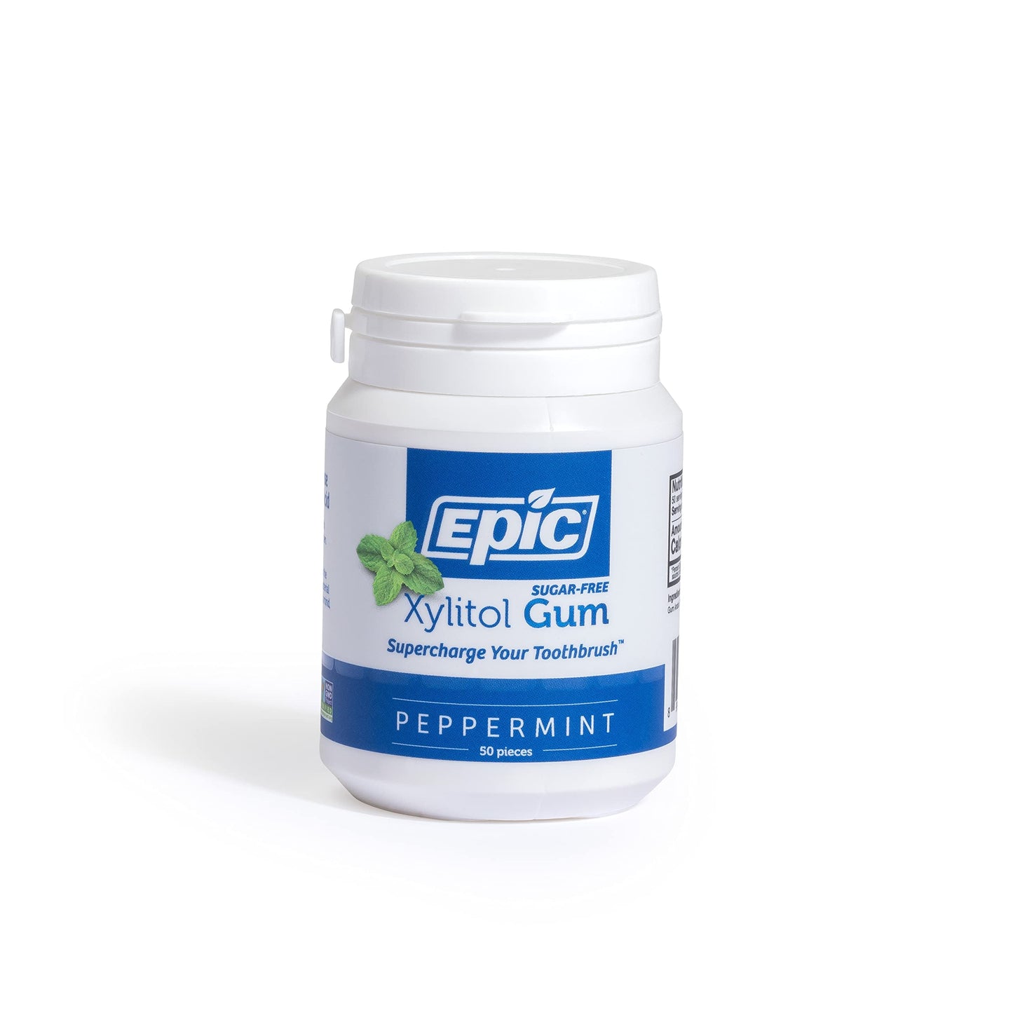 Epic Xylitol Chewing Gum - Sugar Free & Aspartame Free Chewing Gum Sweetened W/Xylitol For Dry Mouth & Gum Health (Peppermint, 50-Piece Bottle, 3 Bottles)