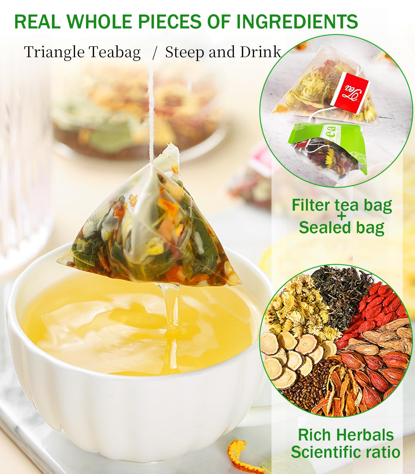 30Pack Goji Berry Chrysanthemum Tea For Liver Health, Dandelion Wolfberry Tea Bags, Chinese Health Herbal Tea, Include Cassia Se
