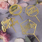 Gold Cake Topper,Happy Birthday Cake Topper Acrylic Cake Topper Cupcake Toppers Cake Decoration Supplies (7 Pieces)