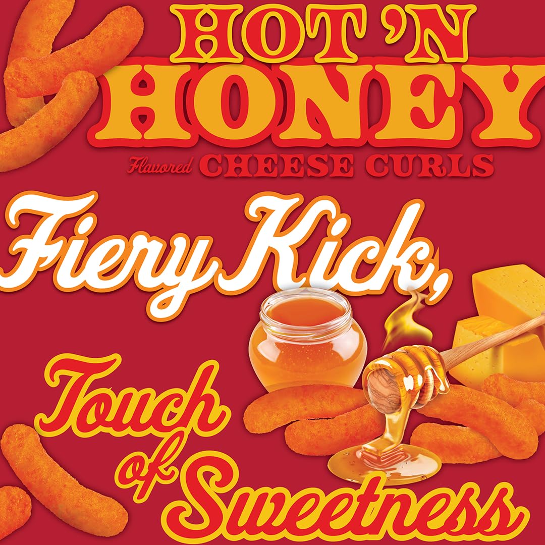 HERRS Hot & Honey Cheese Curls, Spicy & Sweet Snack, 6 Ounce (Pack of 6 Bags)
