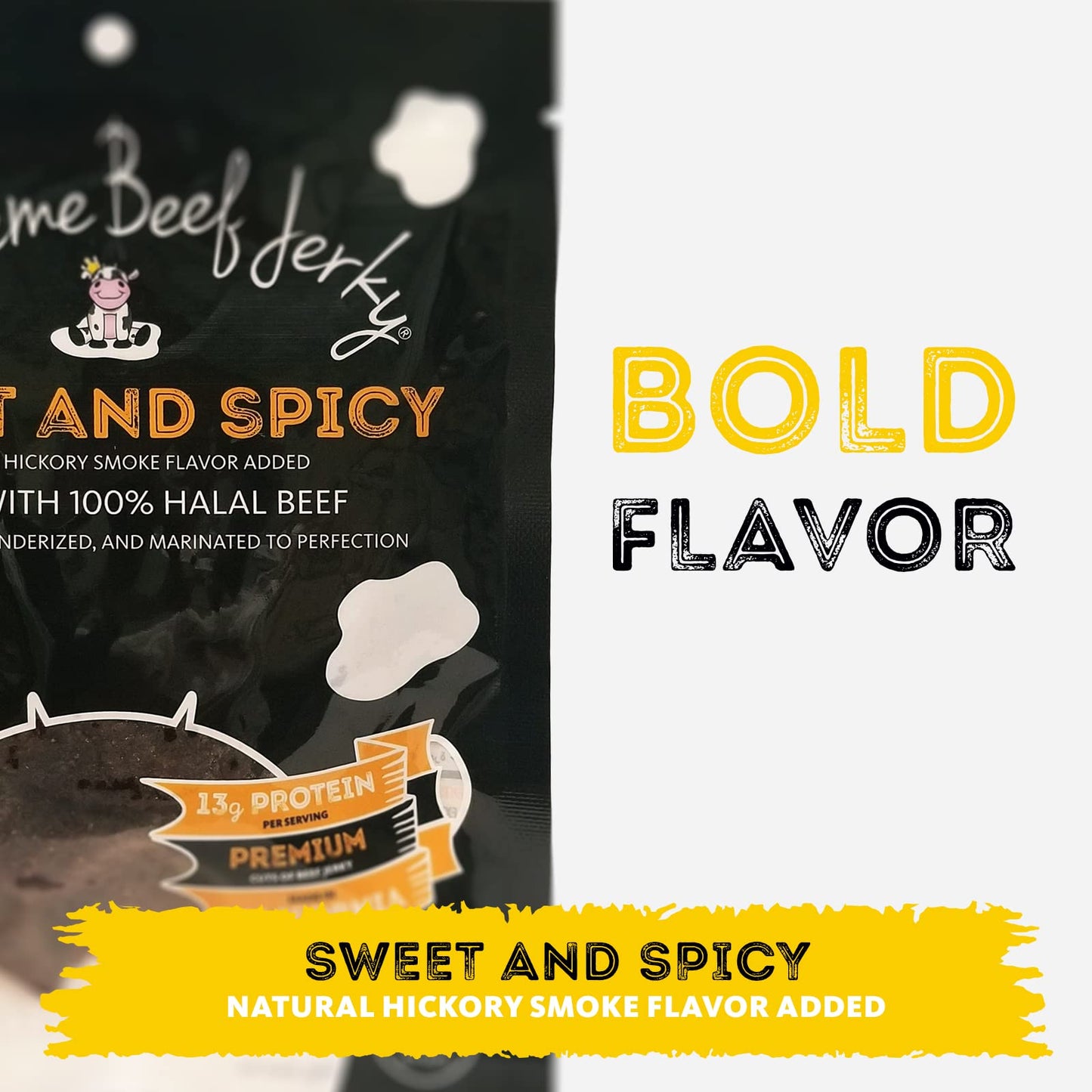 Supreme Beef Jerky, Halal Beef Jerky, Zabiha Halal Certified Beef, Handcrafted Gourmet Meat Snacks, 2.5 Oz Sweet And Spicy, 2.5