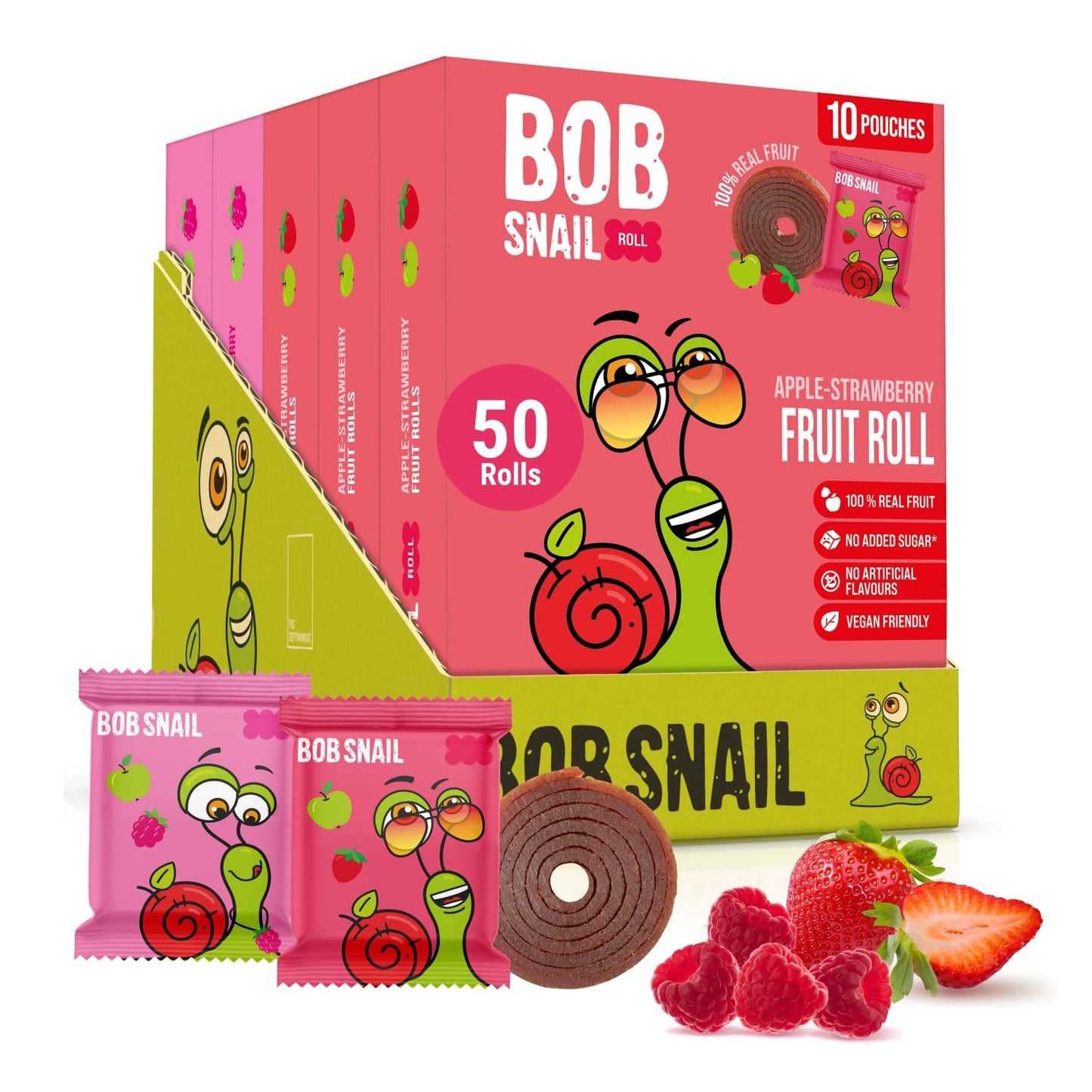 Bob Snail Exotic Mix Fruit Roll Ups - Healthy Sweets, Real Dried Fruits Snacks, No Added Sugar, Vegan, Nut Free, Candy for Adult