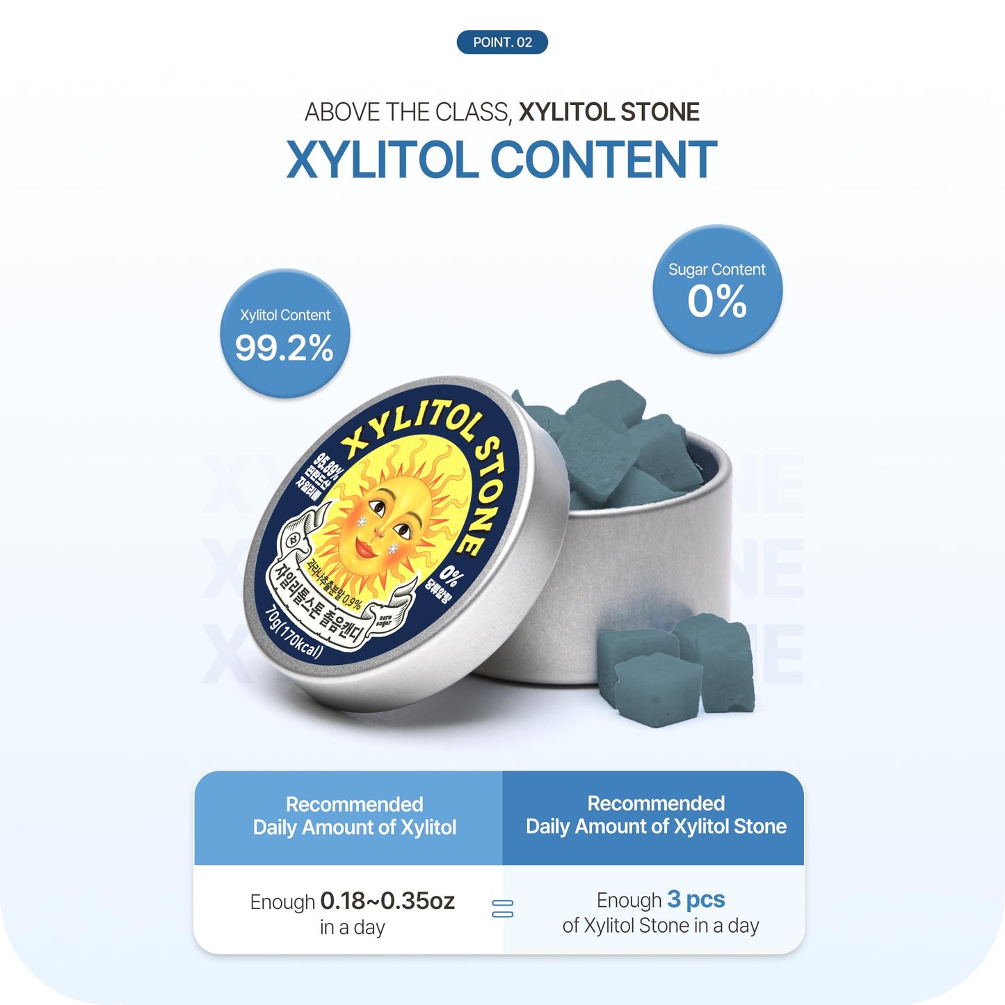 XYLITOL STONE Sugar Free Hard Candy Mints, Energizer Flavor, 70g (Pack of 3)
