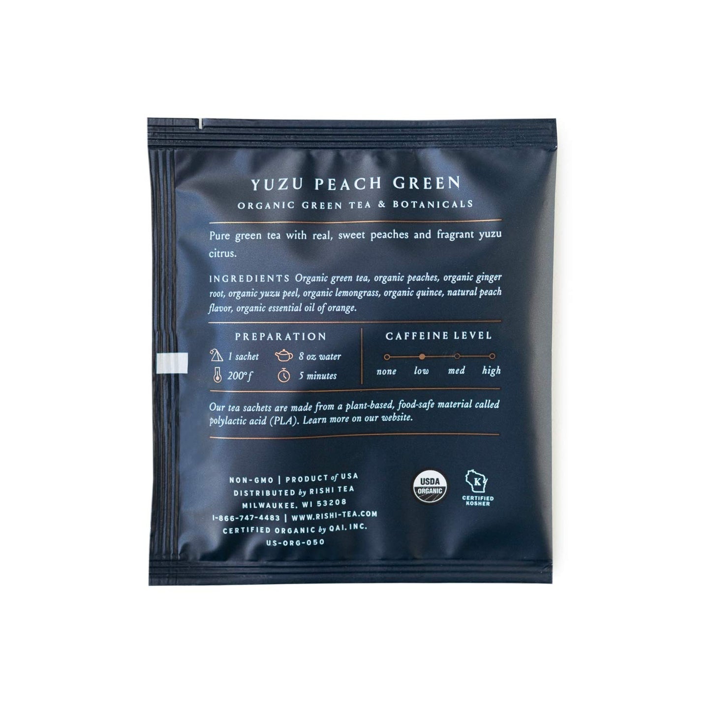 Rishi Tea Yuzu Peach Green Tea - Organic Loose Leaf Blend, Naturally Sweet & Low Caffeine, 50 Count Pack