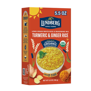 Lundberg Organic Turmeric & Ginger Seasoned Rice - Regenerative Organic Certified Long Grain White Rice & Seasoning Mix, Gluten 