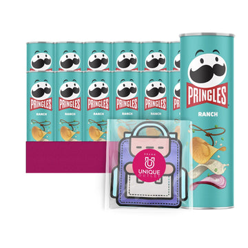 Pringles 12- Count of Ranch Potato Crisps Chips, On-The-Go Lunch Snack 5.5 oz Can + 1 Freebie by Unique Outlet