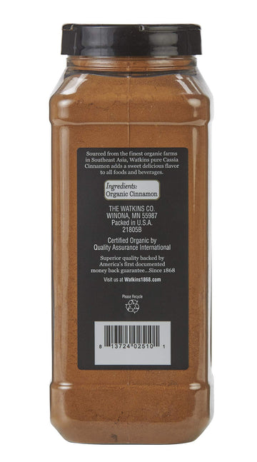 Watkins Gourmet Spice, Organic Ground Cinnamon, Bulk Food Service Size, 14.7 Oz (Pack Of 1)