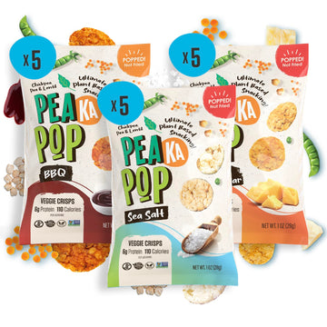 Peakapop Veggie Chips - Plant-Based, Healthy Veggie Crisps With Pea, Lentil & Chickpea Protein - Gluten-Free, Popped Chips - Sna