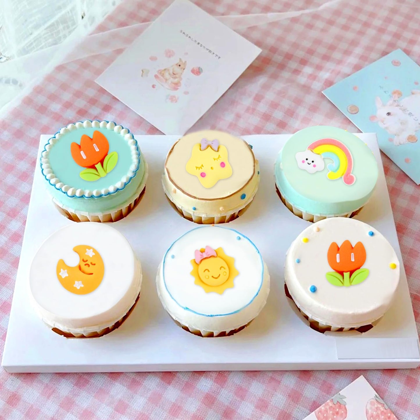 Keaziu 24 Pack Rainbow Cupcake Toppers Sunshine Star Moon Cupcake Picks For Boys Girls Rainbow Neutral Baby Shower Birthday Part