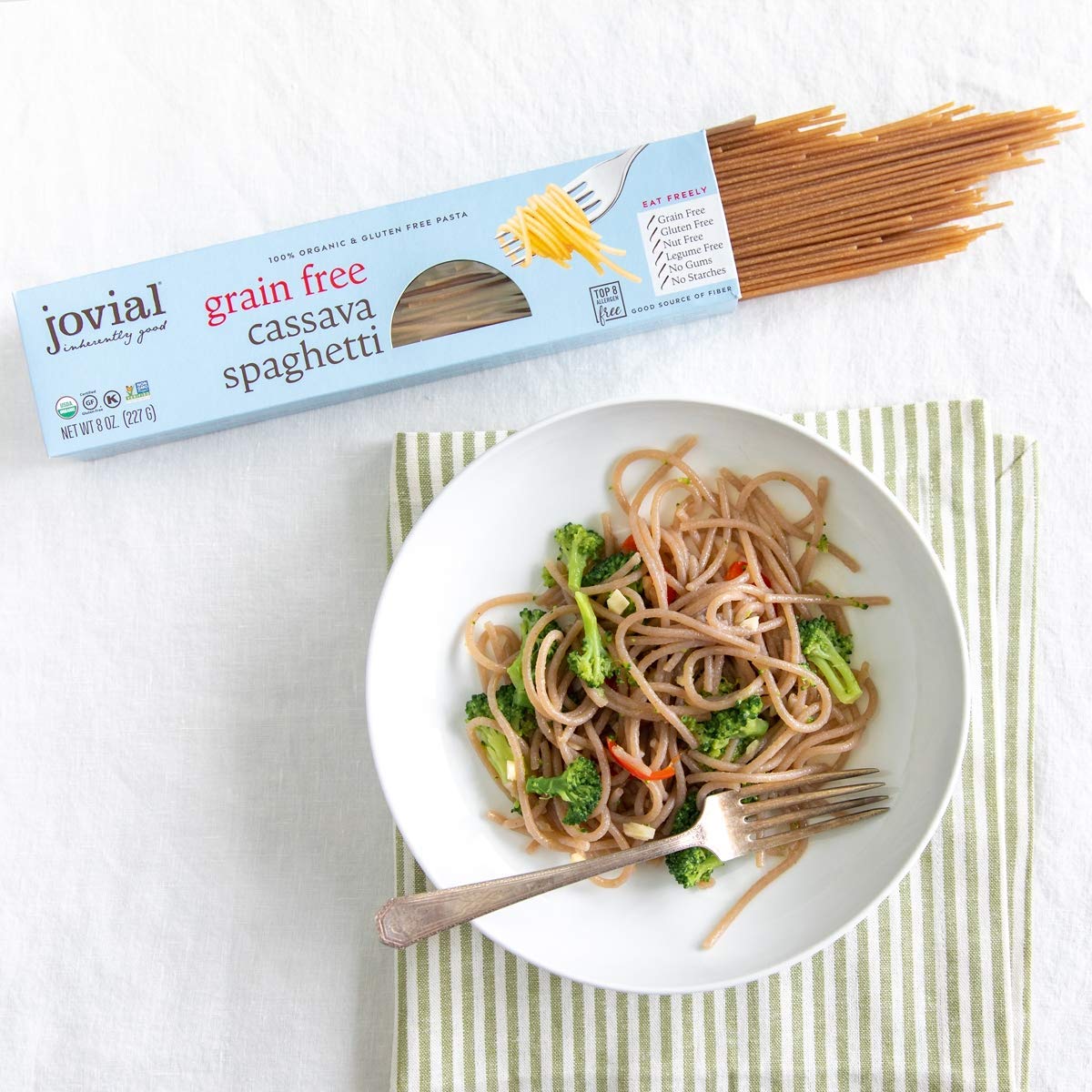 Jovial Grain-Free Cassava Spaghetti - Spaghetti Noodles, Cassava Pasta, Paleo Pasta, Gluten Free Pasta Spaghetti, Grain-Free, Certified Gluten-Free, Usda Certified Organic, Non-Gmo - 8 Oz, 3 Pack