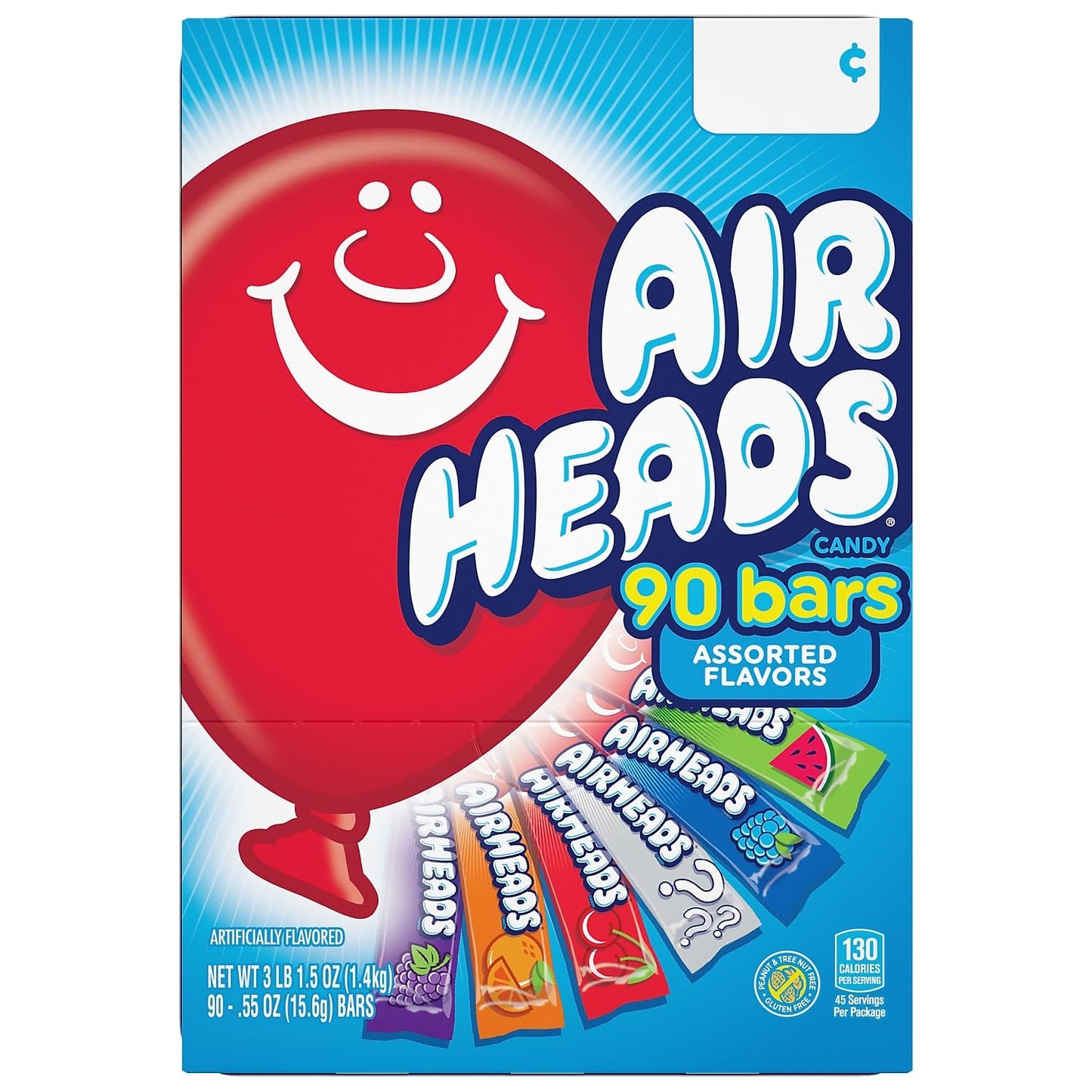 Airheads Candy Bars, Variety Bulk Box, Chewy Full Size Fruit Taffy, Back To School, Halloween, Non Melting, Concessions, Parties
