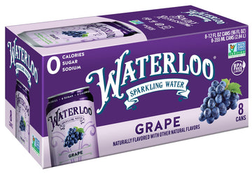 Waterloo Sparkling Water Grape Flavor, 8-Pack Cans