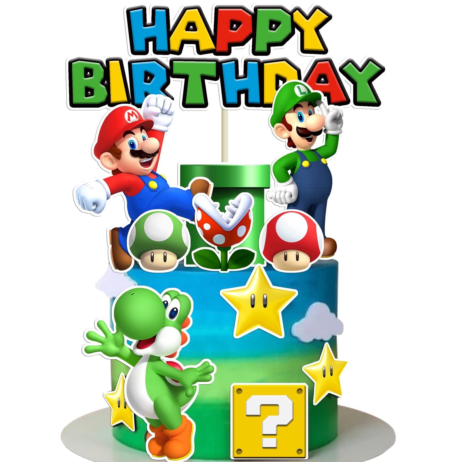 14Pcs Super Bros Cake Topper For Birthday Party Decoration, Super Brother Birthday Party Supplies- Fun Kid'S Party Cupcake Decor