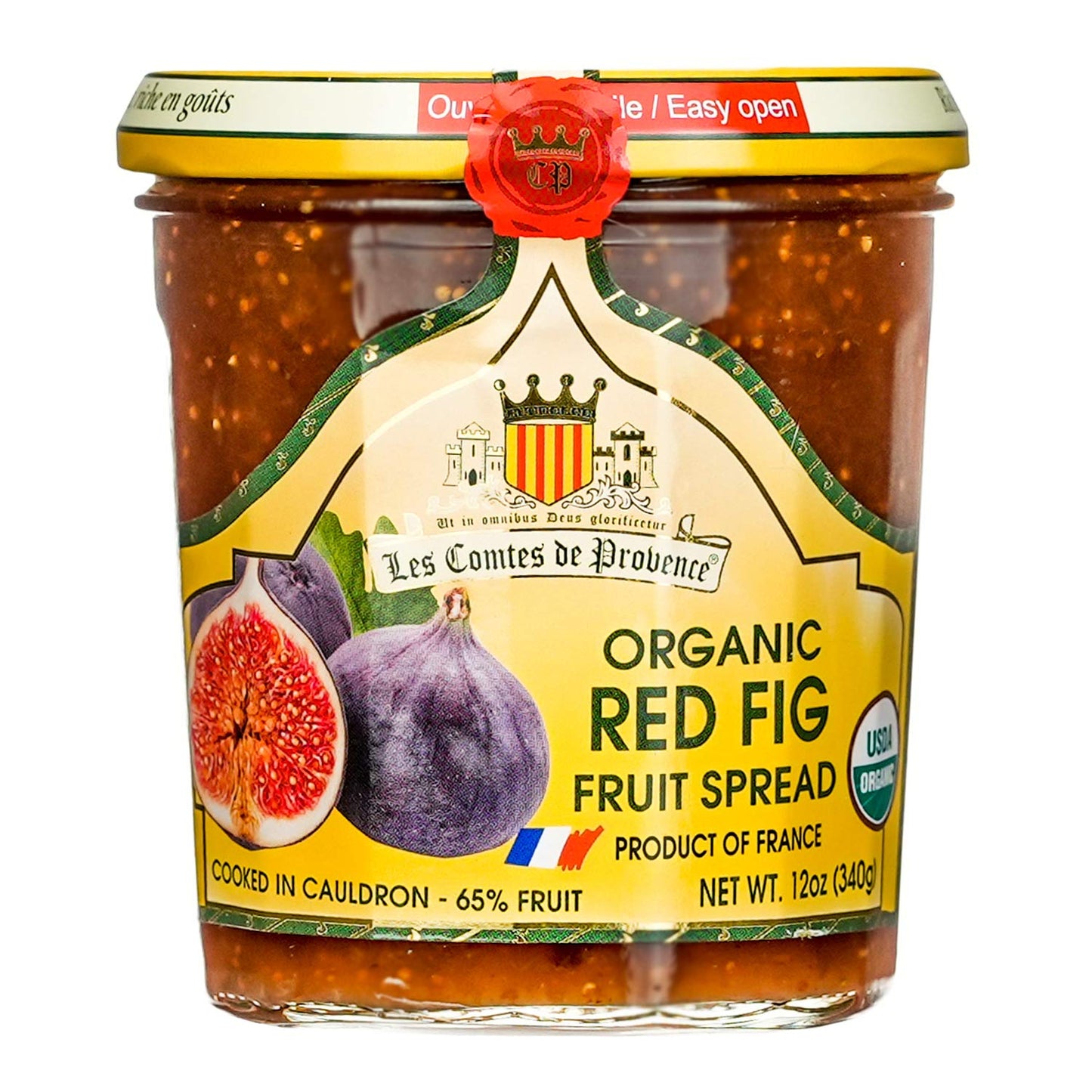 Fig Jam Spread USDA Organic Preserve - 12 oz / 340 g - Made in France Traditional Jam Non GMO Gluten Free