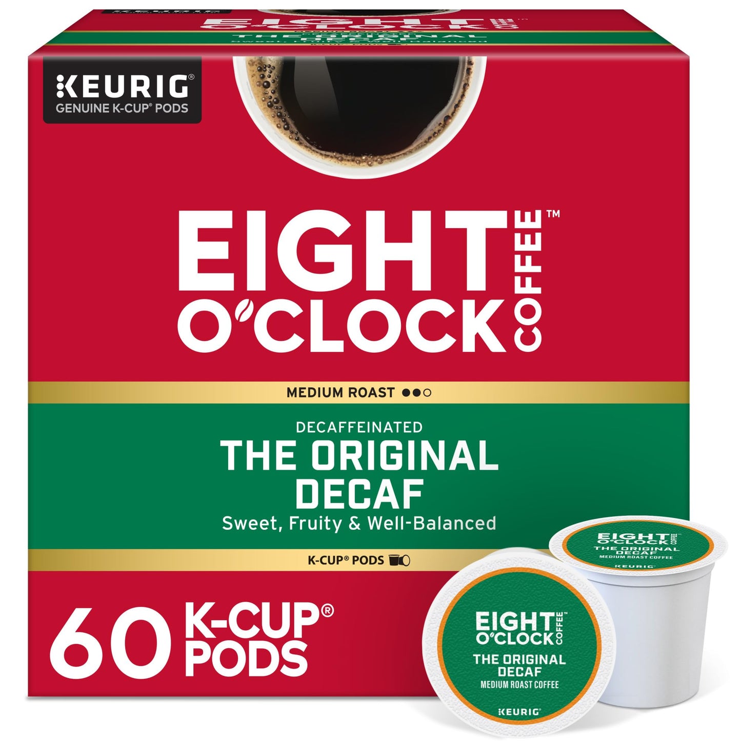 Eight OClock Coffee The Original Decaf  Single-Serve Keurig K-Cup Pods  Medium Roast Coffee Pods  60 Count
