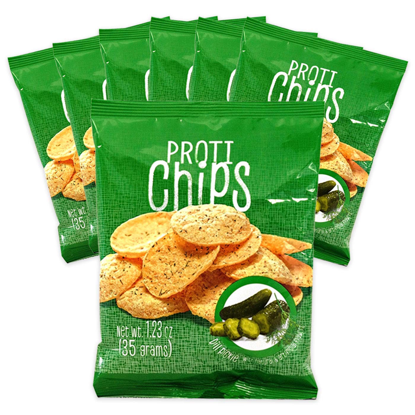 ProtiFit High Protein Proti Chips, Low Calorie, Low Carb, Gluten Free, Dill Pickle, 7 Single Servings