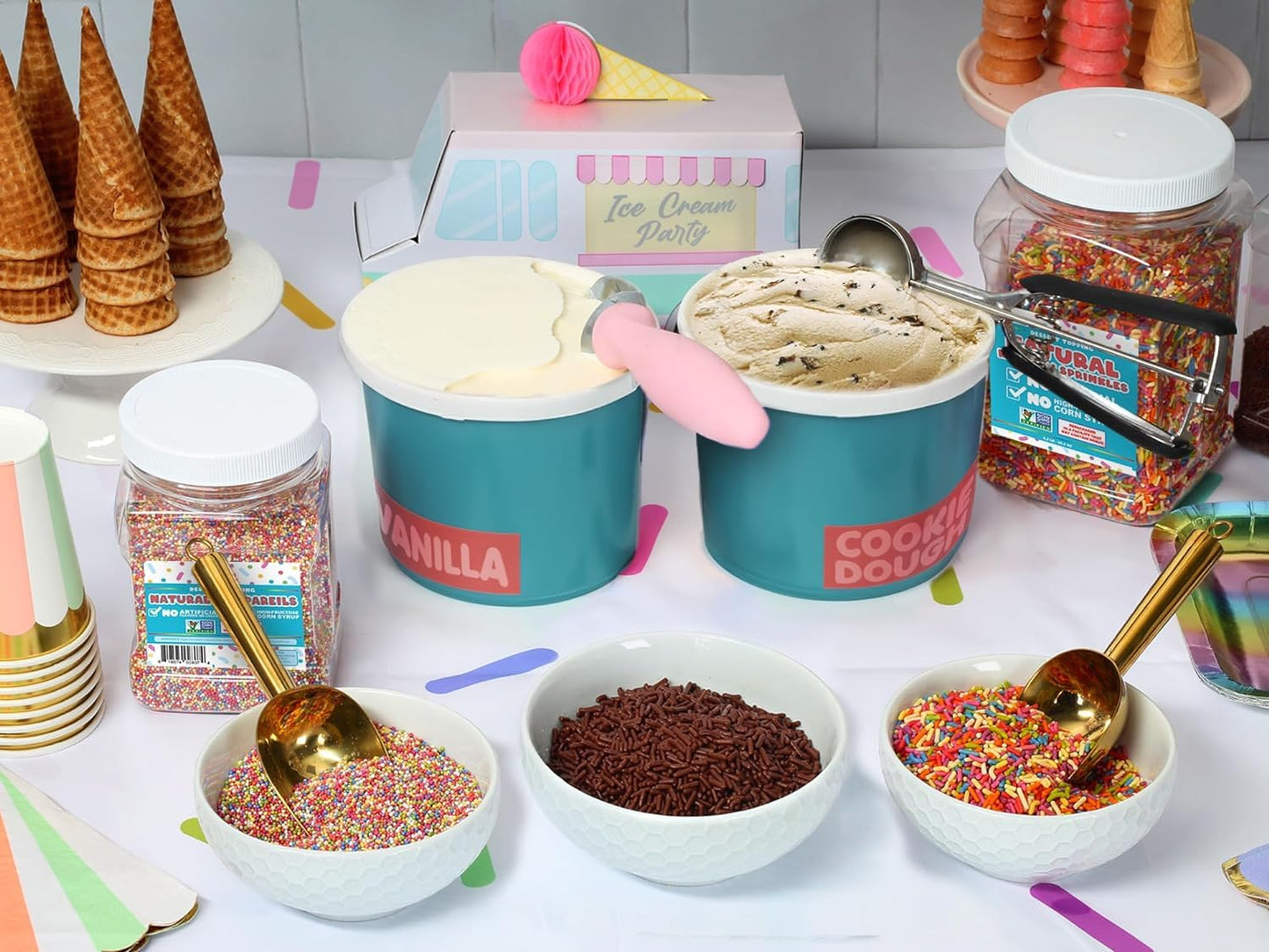 Bulk A Great Surprise Dye Free Rainbow Sprinkles - 14 Ounces - Naturally Colored Rainbow Jimmies - Vegan, Non-GMO Dessert Toppin
