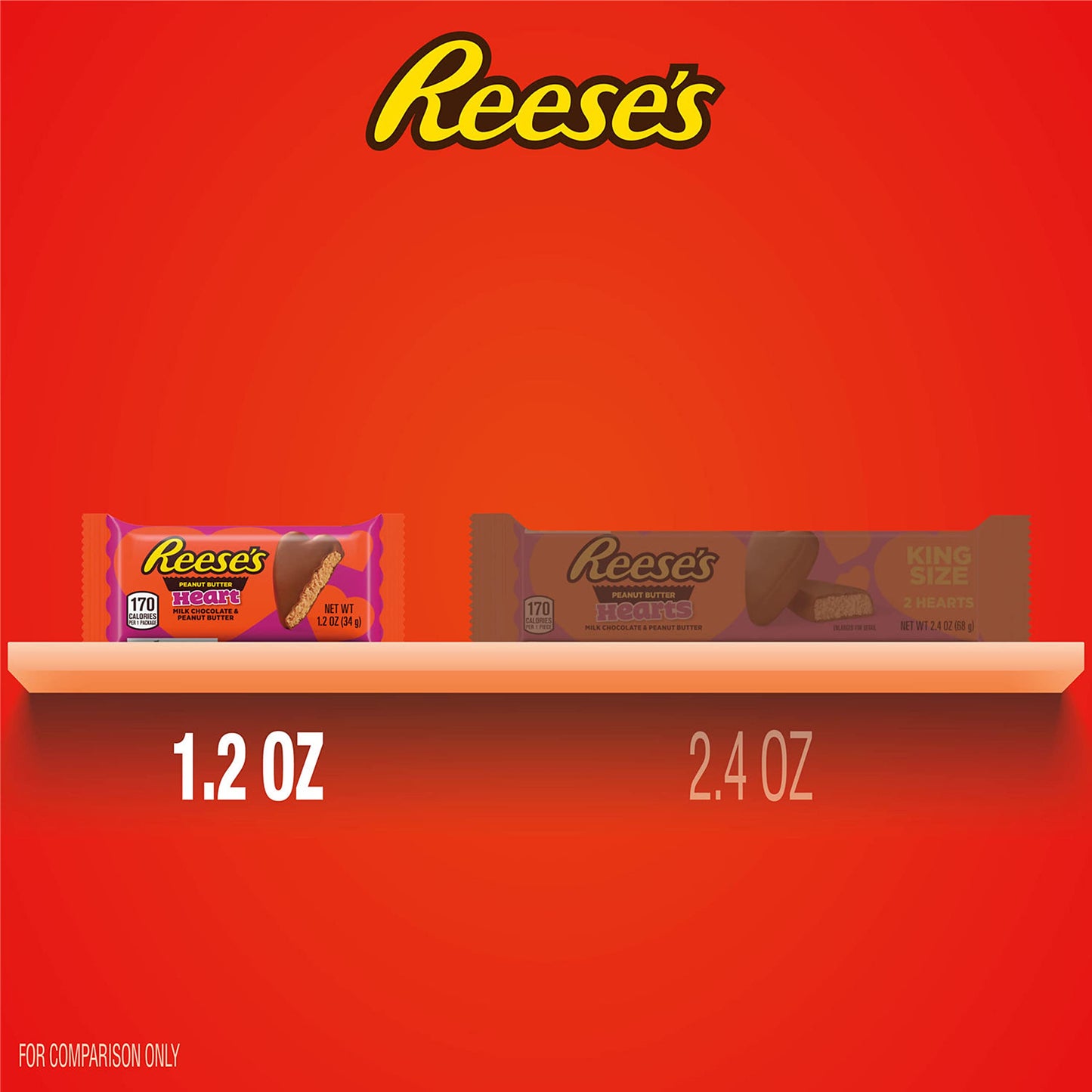 Reeses Milk Chocolate Peanut Butter Hearts, Valentines Candy Packs, 1.2 oz (6 Count)