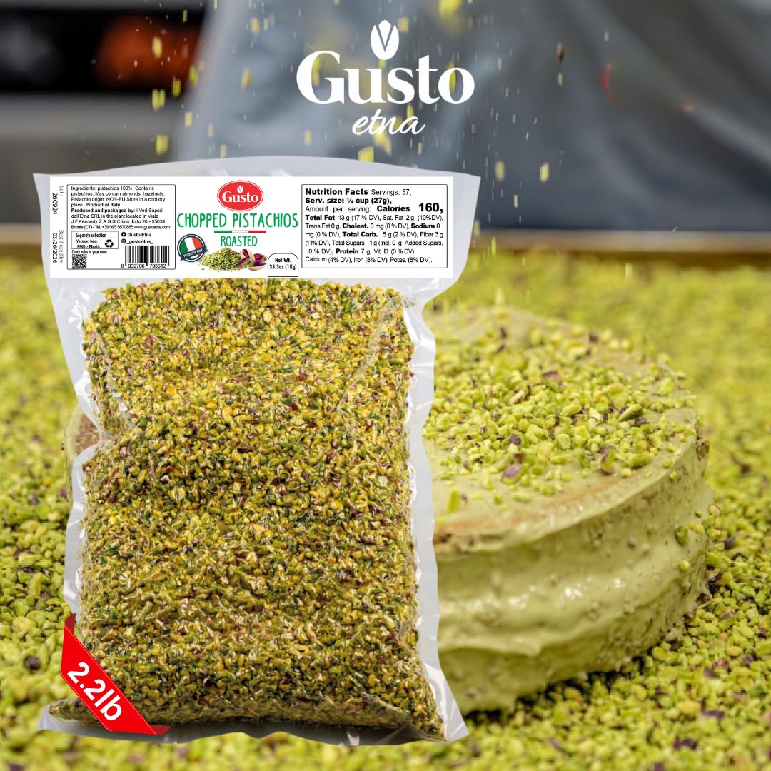Pistachios Roasted Chopped, 2.2 lb (1 kg), Dry Roasted Unsalted Pistachio Crumbles, Chopped Pistachios nuts for ice cream sundae