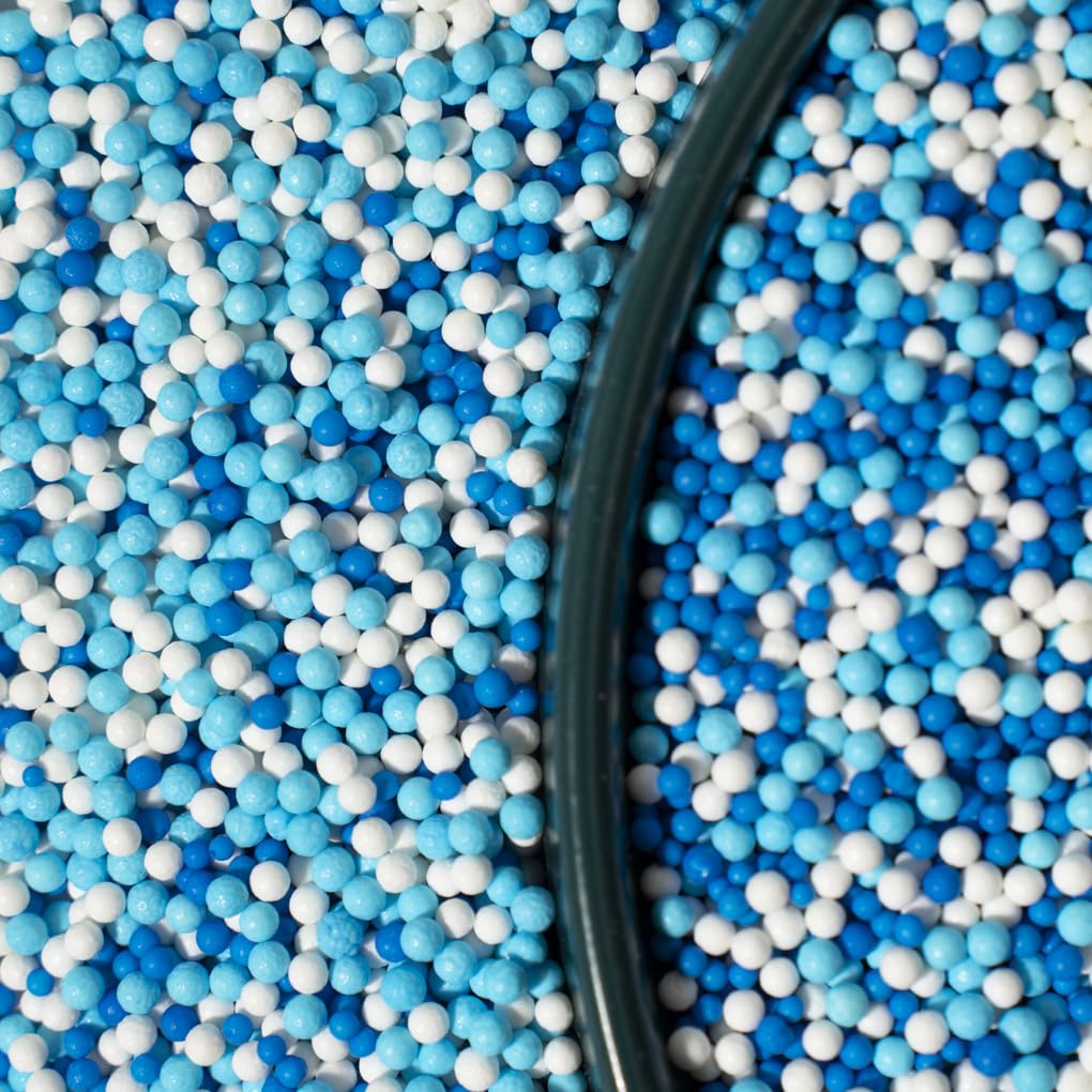 NIPEOR Edible Pearl Sprinkles for Cake Decorating - 2mm Blue Light Blue - 130g/4.6oz 1 Bottle