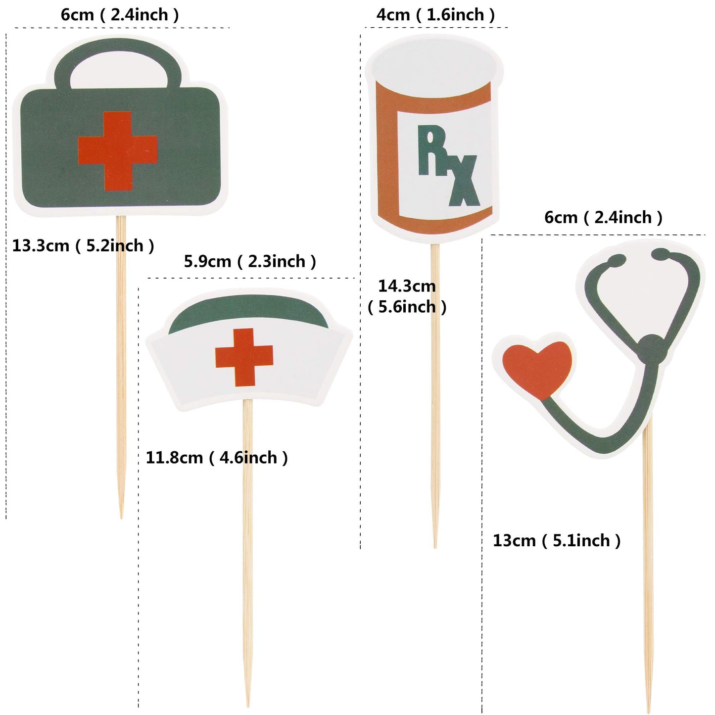Ercadio 24 Pack Nursing Cupcake Toppers Nurse Graduation Cupcake Topper Medical Rn Themed Birthday Party Cake Decoration Picks