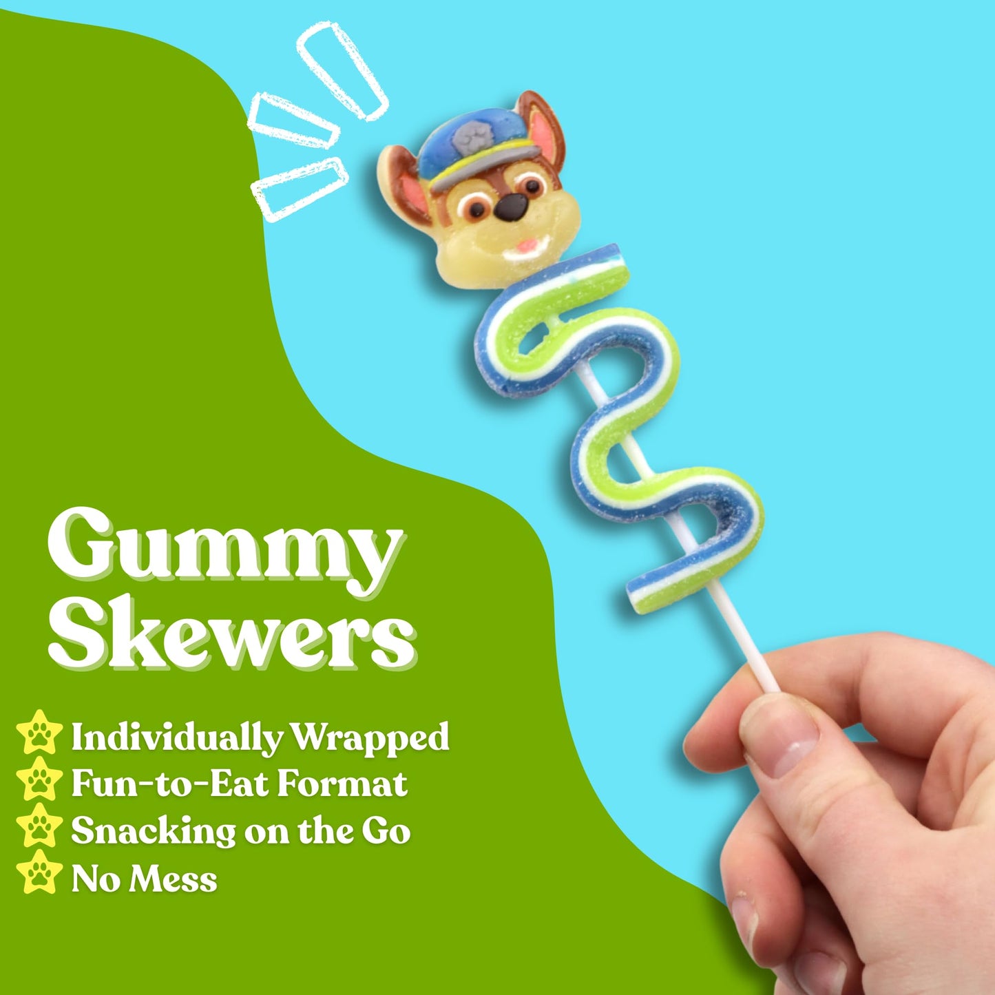 Galerie Paw Patrol Gummy Pops Candy, Skye and Chase Characters, Individually Wrapped, 1.23 Ounces, Pack of 4