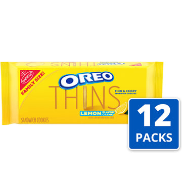 OREO Thins Lemon Creme Sandwich Cookies, Family Size, 12-13.1 oz Packs