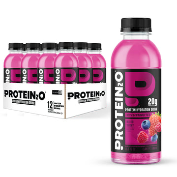 Protein2o Hydration Drink - Liquid Clear Whey Protein Isolate & Electrolyte - 20g Protein - 16.9 Fl Oz - Pack of 12 - Mixed Berry