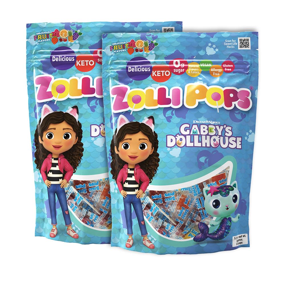 Zollipops Clean Teeth Lollipops Gabby's Dollhouse, Anti Cavity, Sugar-Free Candy for a Healthy Smile Great for Kids, Diabetics a