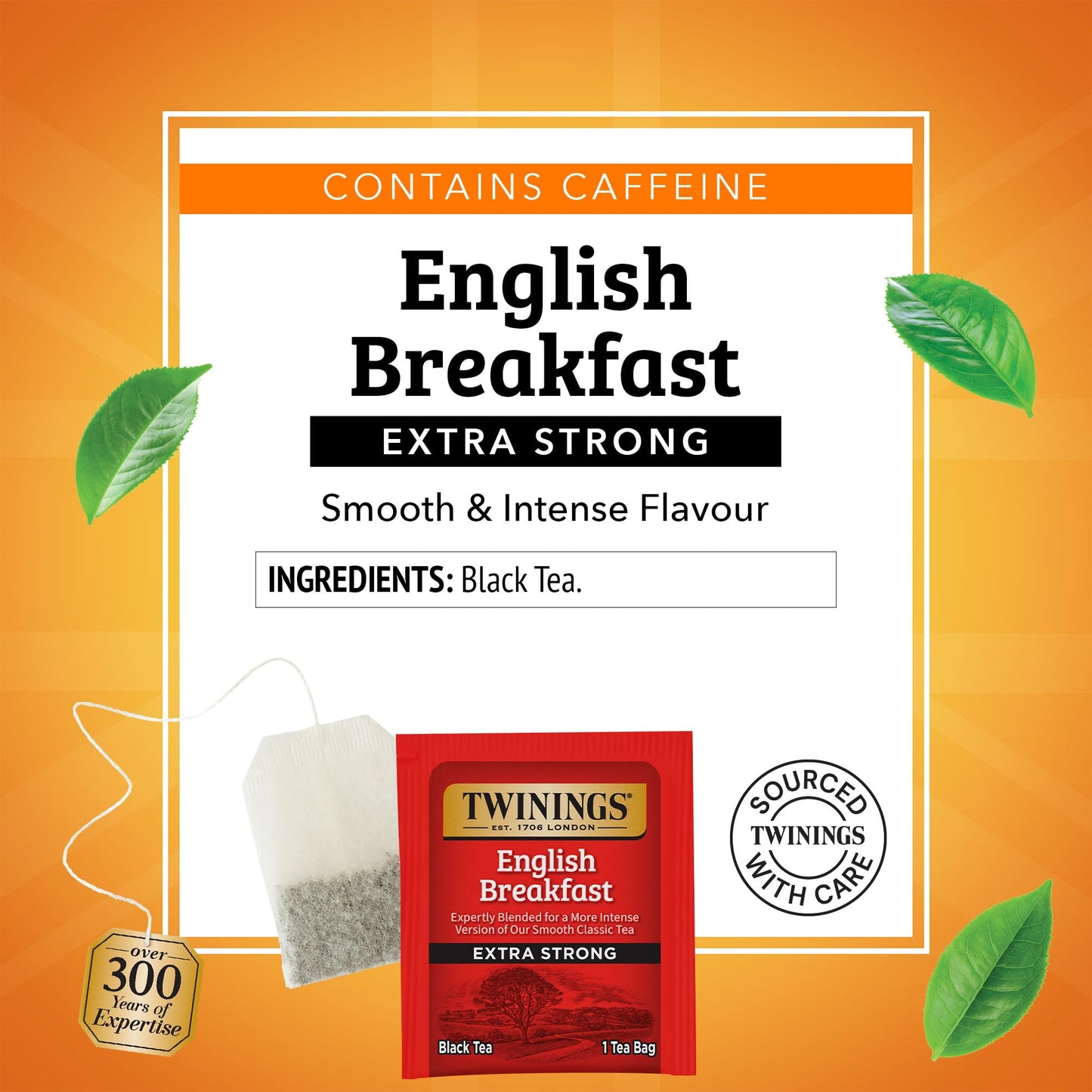 Twinings Extra Bold English Breakfast Black Tea Individually Wrapped Bags, 20 Count (Pack Of 1), 20 Teabags Per Box, Robust, Caf