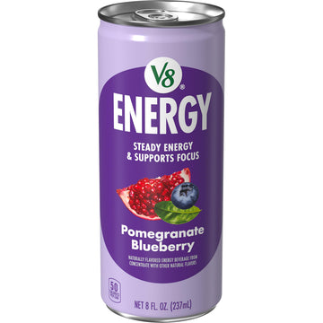 V8 Energy Drink, Pomegranate Blueberry Flavor, 8 Fl Oz Can, Pack of 1, Model 200000019621