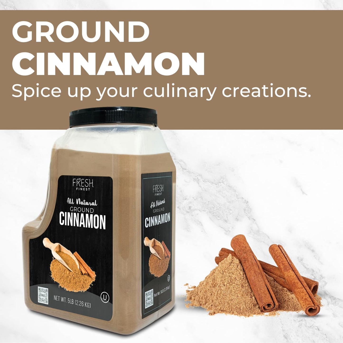 Fresh Finest Ground Cinnamon Powder - Kosher Certified, 5 LB Pack