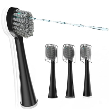 Replacement Brush Heads For ???????????????? ??????????-???????????? Flossing Toothbrush With Cover, Compact, 3 Count Black, Har