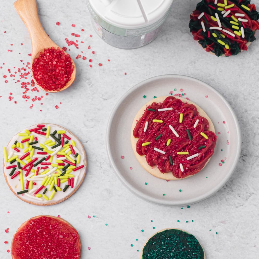 Sweets Indeed Dye Free Christmas Sprinkles - 2.75 oz 6-Cell Holiday Jar | Red Sanding Sugar  Green Sanding Sugar & Christmas Jimmies | Natural Edible Cookie  Cupcake & Cake Decorations