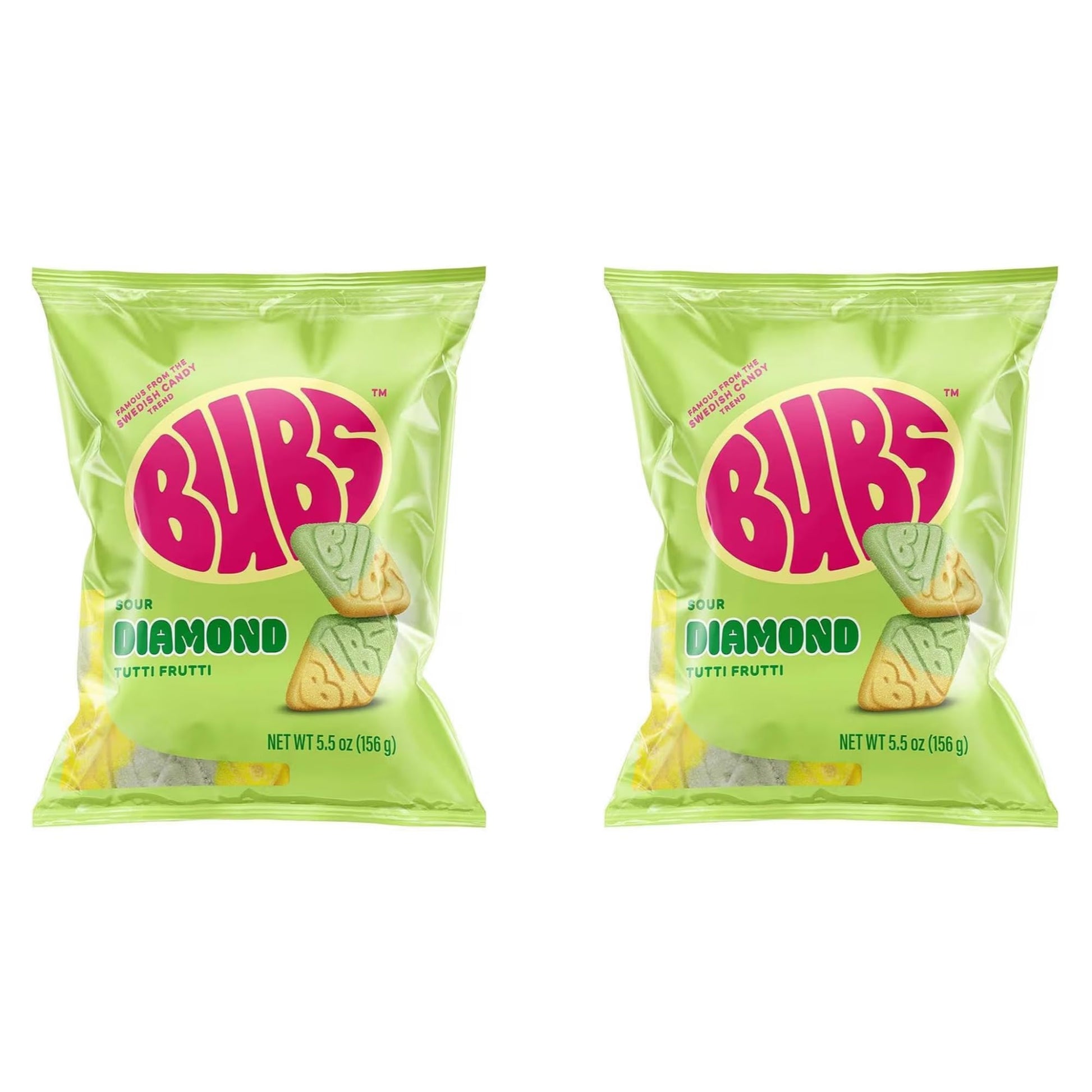 BUBS Sour Tutti Frutti Diamond Foam 2 Pack of 5.5oz - Tangy Chewy Gummies - Sweet & Sour Vegan Candy Made in Mexico, Inspired by