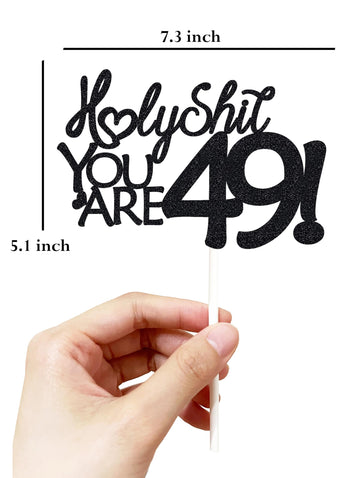 49 Birthday Cake Toppers-Black Glitter, Funny 49Th Cake Topper For Men,49 Cake Topper For Women, 49Th Birthday Decorations,49Th