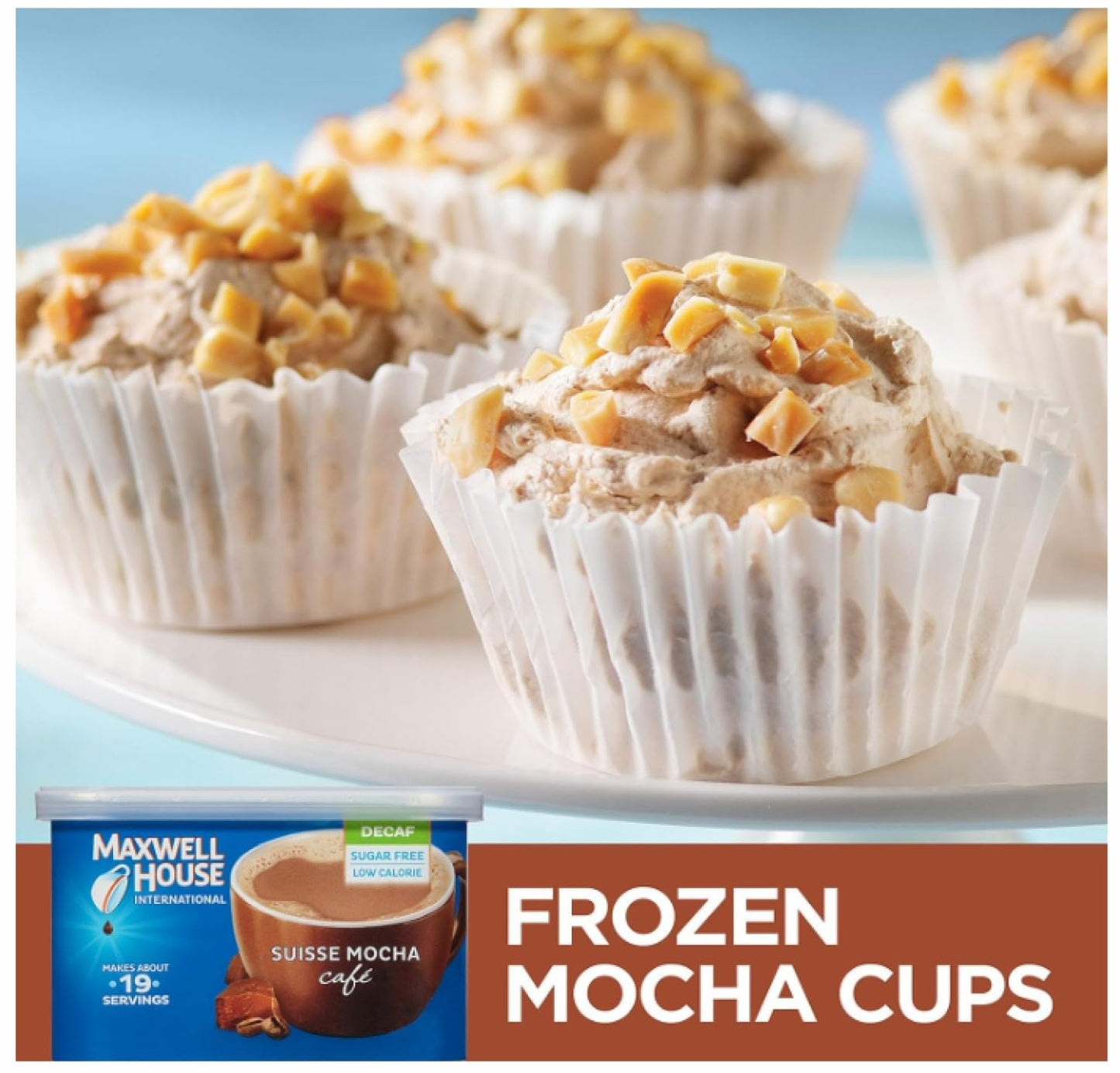 Maxwell House International Sugar-Free Decaf Suisse Mocha Beverage Mix, 4 oz Tub, 4 Pack – Delicious Coffee Alternative, 2 Packages