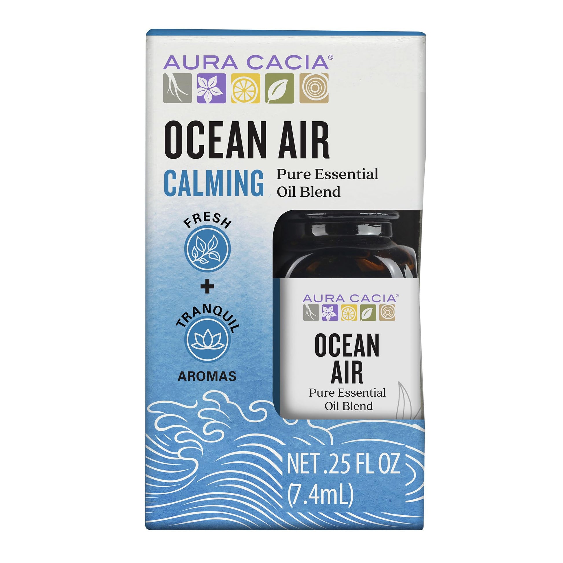 Aura Cacia Ocean Air Essential Oil Blend  Boxed 0.25 fl. oz. - Light Aroma  No Synthetic Fragrances