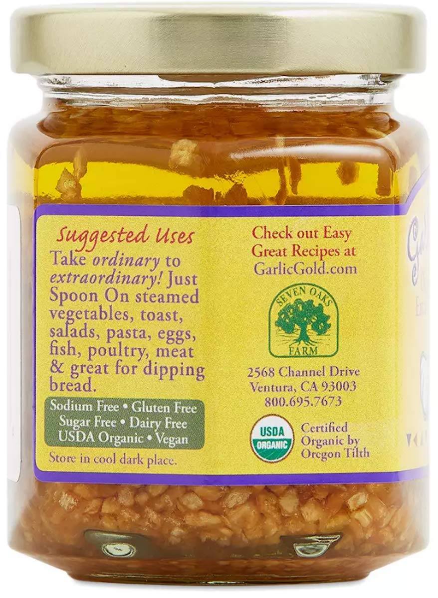Garlic Gold, Certified Organic Garlic Gold Nuggets In Extra Virgin Olive Oil, 6.4 Ounce Glass Jars (Pack of 6)
