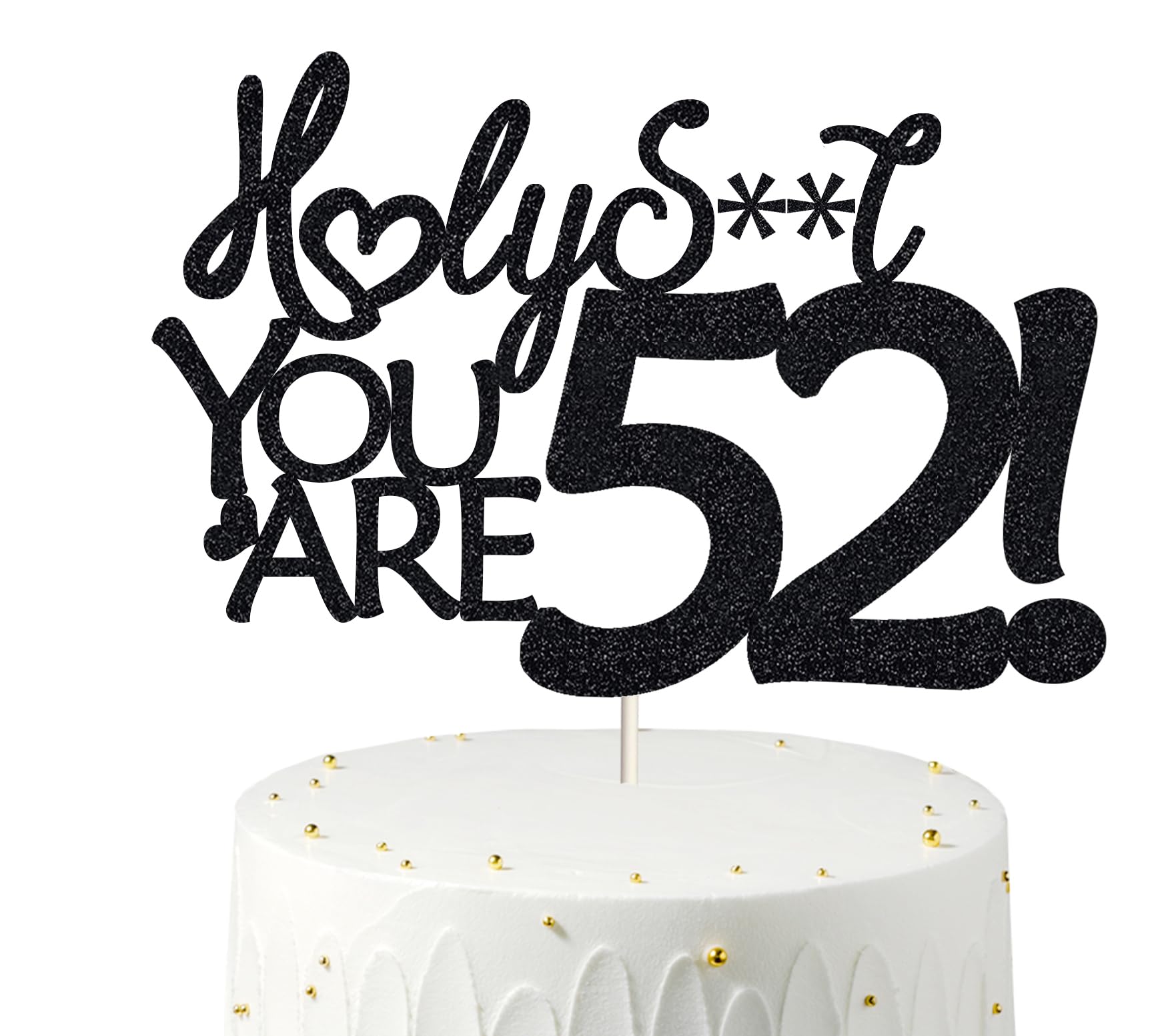 52 Cake Toppers, 52 Birthday Cake Toppers-Black Glitter, Funny 52nd Cake Topper for Men,52 Cake Topper For Women, 52nd birthday 