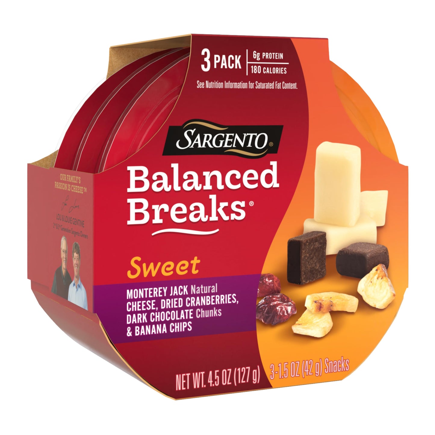 Sargento Sweet Balanced Breaks Natural Monterey Jack Cheese, Dried Cranberries, Dark Chocolate Chunks & Banana Chips Snack Kit,